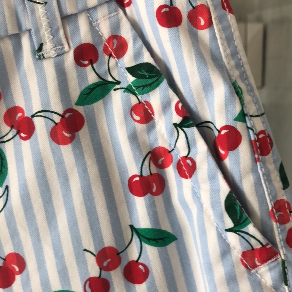 Crown & Ivy Caroline cherry blue striped summer shorts 6 rockabilly retro - Picture 5 of 8